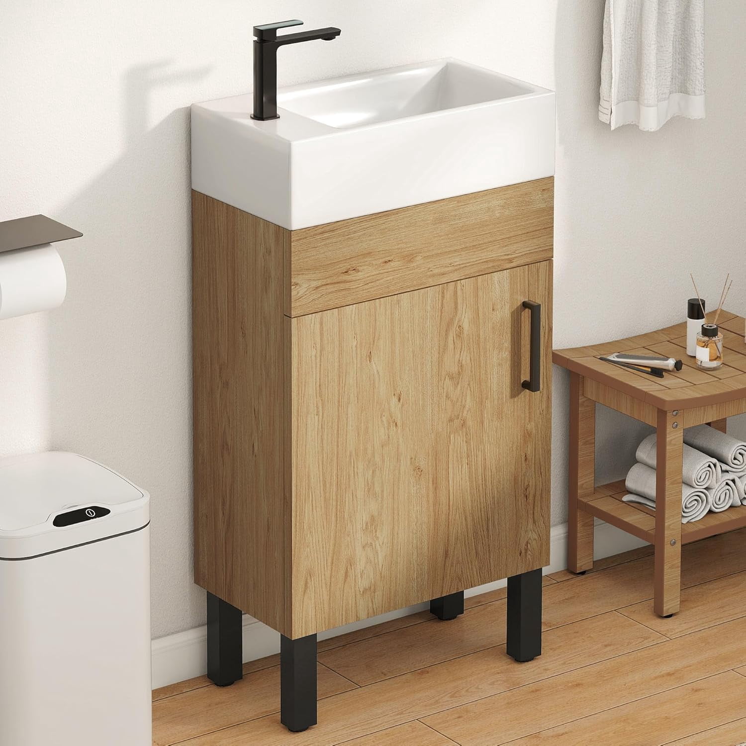 DWVO 16 Inch Bathroom Vanity Sink Combo for Small Space, Freestanding ...