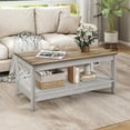 thumbnail image 1 of DWVO 2-Tier Farmhouse Square Wood Coffee Table Center Table for Living Room,Gray, 1 of 7