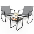 thumbnail image 1 of DWVO 3-Piece Outdoor Patio Furniture Set, Rocking Chair Set - 2 Rocking Chairs with Glass Coffee Table, Gray, 1 of 7