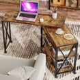 thumbnail image 1 of DWVO 360° Free Rotating Sofa Side Table, Mobile Couch Desk with Storage Drawer and Shelves, Movable Snack Table for Home Office, Rustic Brown, 1 of 7