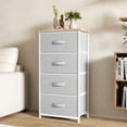thumbnail image 1 of DWVO 4 Drawer Dresser Storage Unit Shelf Organizer Bins Chest Fabric Drawers, Light Grey, 1 of 10