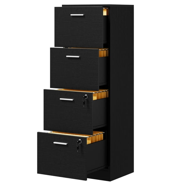 DWVO 4Drawer Wood File with Lock, 15.86" Deep Vertical Filing