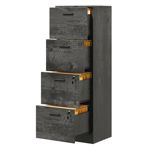 DWVO 4Drawer Wood File with Lock, 15.86" Deep Vertical Filing