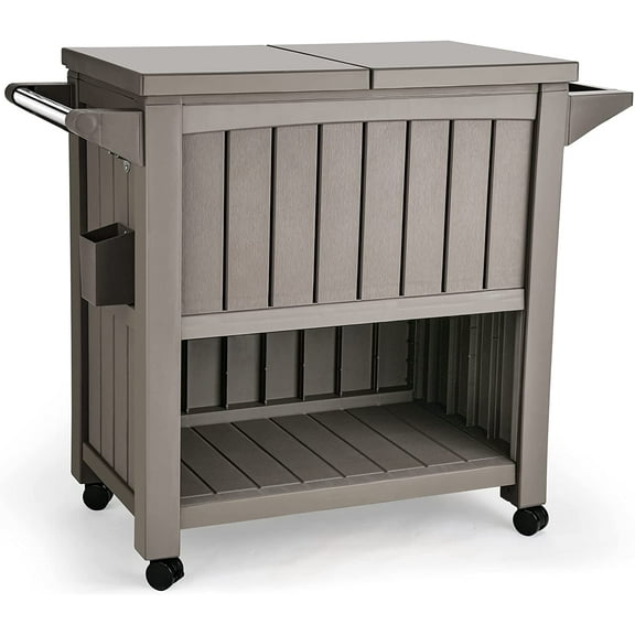 DWVO 4 Wheels Outdoor Table & Portable Storage Cabinet with Bottle Opener Spice Rack Outdoor Grilling Prep Station Table Strong and Sturdy for Grill Patio Backyard Deck Bar Cart Kitchen