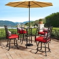 thumbnail image 1 of Craftian 5-Piece Patio Swivel Bar Set, 32" Square Patio Bar Table (Umbrella Hole) and 4 Cushioned Swivel Bar Stools, Metal Patio Bar Set Ideal for Patio Lawn Garden Porch, Black, 1 of 7