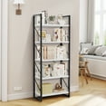 thumbnail image 1 of DWVO 5-Tier Bookshelf, Ladder Bookcase, Industrial Freestanding Book Shelf Modern Open Display Storage Organizer Book Shelves for Bedroom, Living Room and Home Office,White, 1 of 6