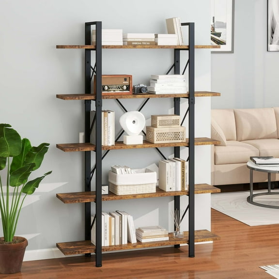 DWVO 5 Tier Bookshelf, Open Freestanding 5 Shelf Bookcase Storage Shelves for Display and Collection