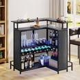thumbnail image 1 of DWVO 5 Tier Home Bar Unit, 43" Wine Cabinet with Adjustable RGB LED Color Lights, Mini Liquor Bar with Wine Rack and Footrest for Home Pub, Party, Black, 1 of 8
