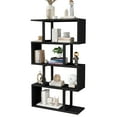 thumbnail image 1 of DWVO 5-Tier S-Shaped Bookshelf, Geometric Bookcase Wooden Z-Shelf Storage Modern Open Shelving, Freestanding Display Bookshelf for Living Room Home Office, Black, 1 of 11