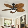 thumbnail image 1 of DWVO 52" Tropical Ceiling Fan with LED Light and Remote Control, with Quiet Reversible Motor, 5 blades, 3 Speed, Timed - Brown & Black, 1 of 12