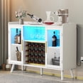 thumbnail image 1 of DWVO 53" Wine Bar Cabinet with Power Outlet, 2 Door Sideboard Storage Cabinet With RGB LED Lights, Wine Rack Glass Holder for Kitchen, Dining Room, Living Room, White, 1 of 9