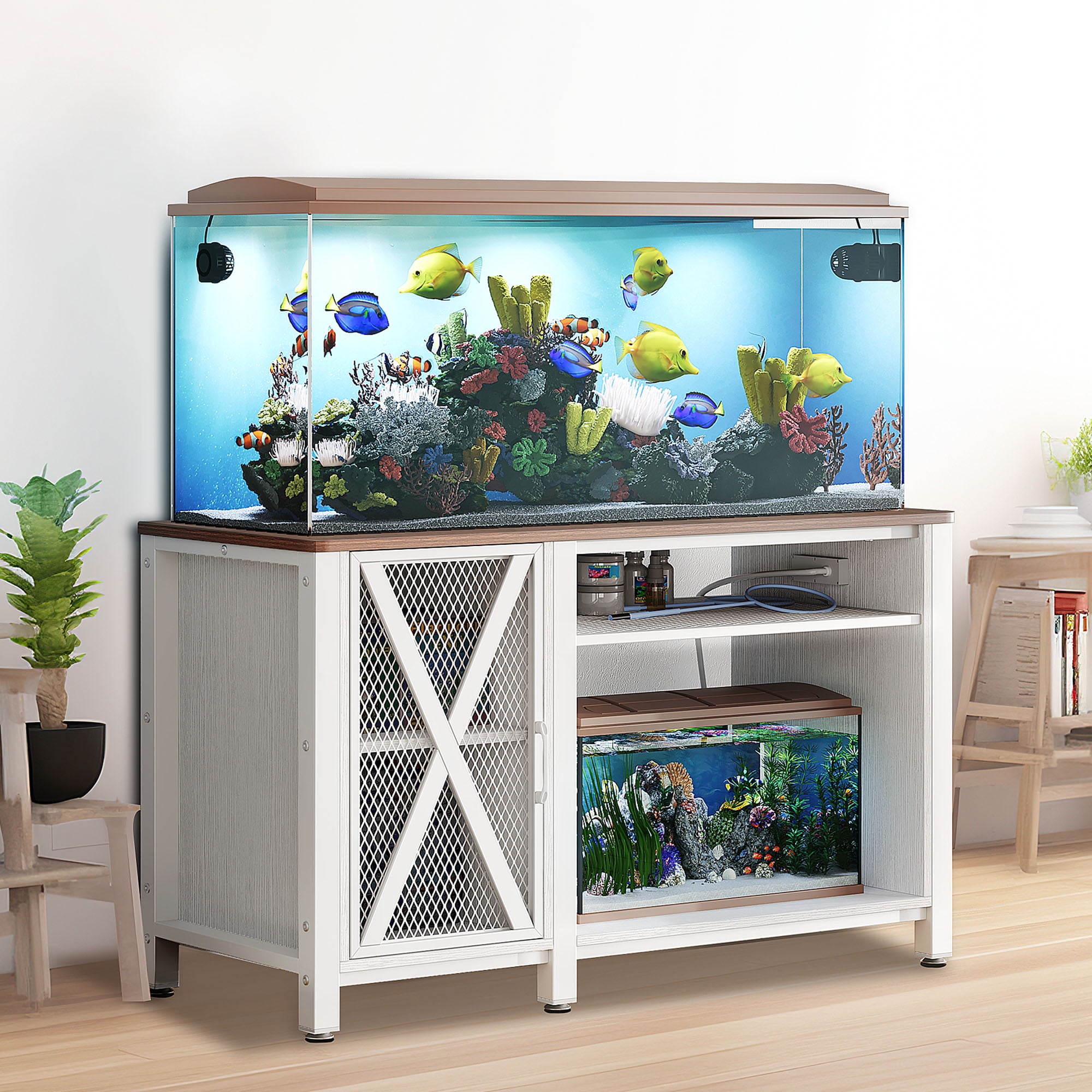 GDLF 55-75 Gallon Fish Tank Stand Heavy Duty Metal Aquarium Stand with  Cabinet for Fish Tank Accessories Storage,52 L*19.68 W,850LBS Capacity :  : Pet Supplies