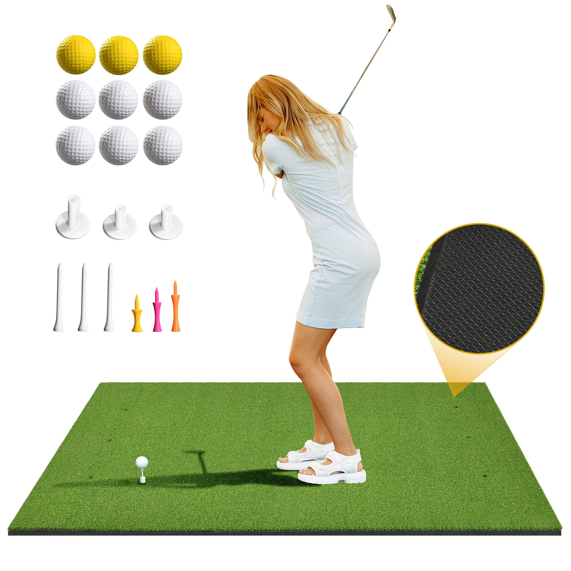 DWVO 5x4ft Golf Hitting Mat, 21mm Thickness EVA Bottom Portable Golf