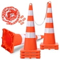 thumbnail image 1 of DWVO 6 Pcs Traffic Cones, 36" PVC Safety Cones with 16.4 ft Chain and Reflective Collars, Construction Cones for Road Parking Traffic Control, Driveway, 1 of 5