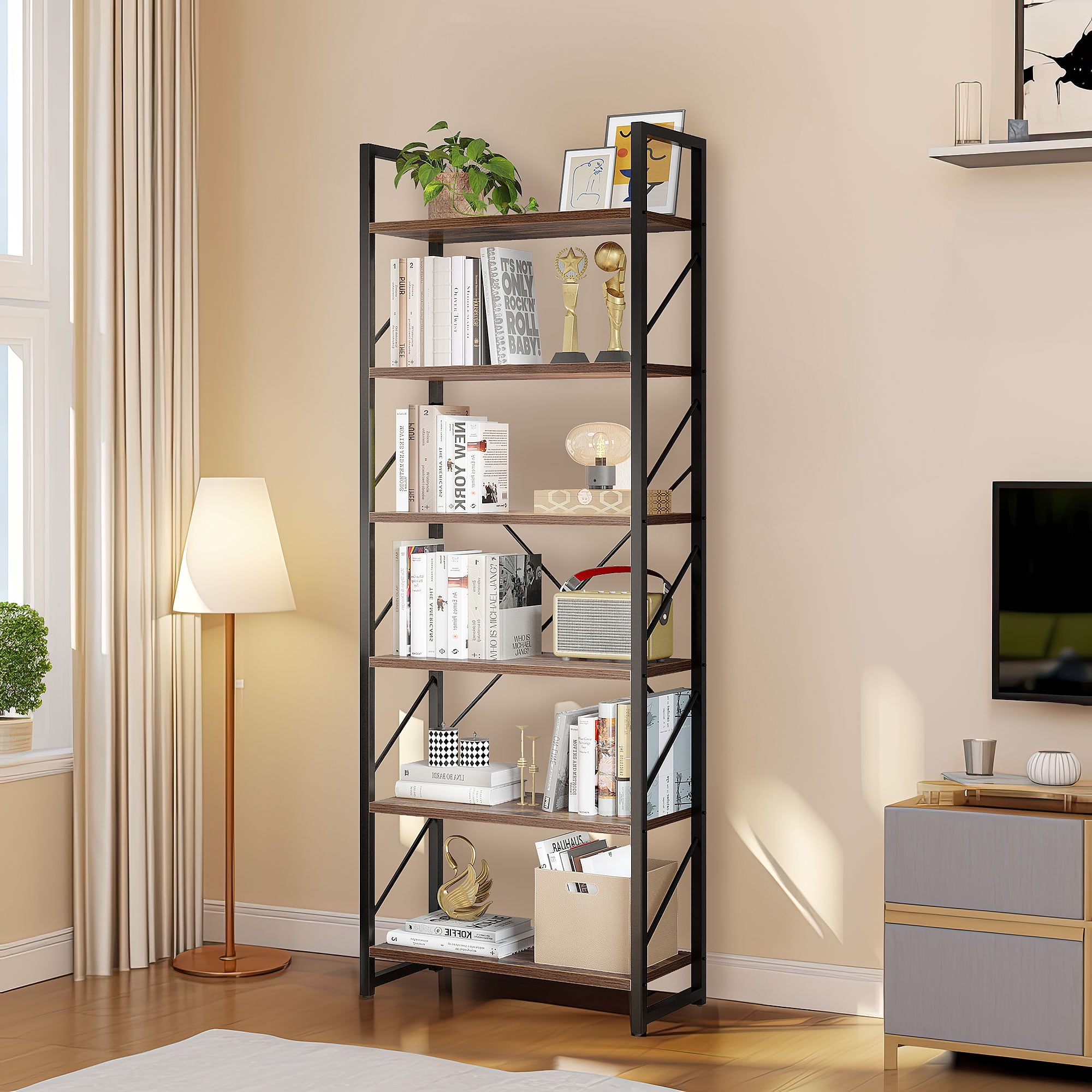 DWVO 6 Tiers Ladder Bookshelf, 69 inch Classically Modern Freestanding