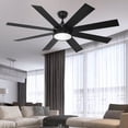 thumbnail image 1 of DWVO 60in Ceiling Fan with Light and Remote, Modern Fan Light With 8 Blades,6 Speeds - Black, 1 of 13