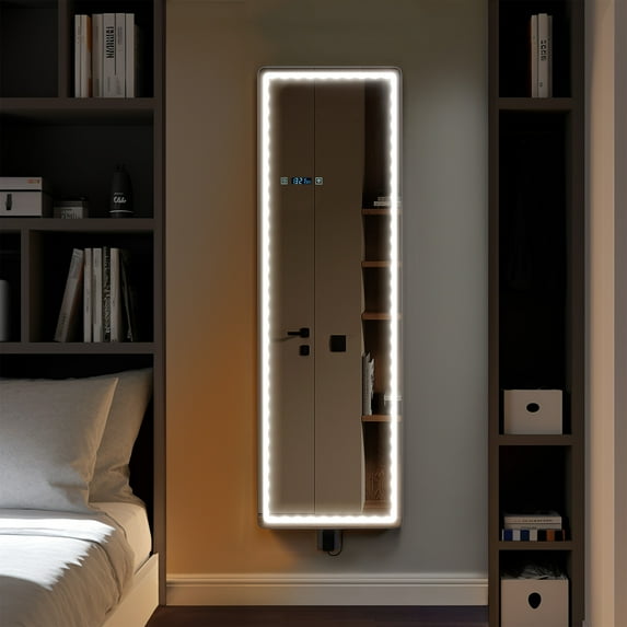 DWVO 63"x20" Full-Length Mirror with LED Lights, Rectangle Free Standing Floor Mirror, Wall Mounted Hanging Mirror, Dressing Mirror Touch Control, Full-Size Tall Mirror for Bedroom