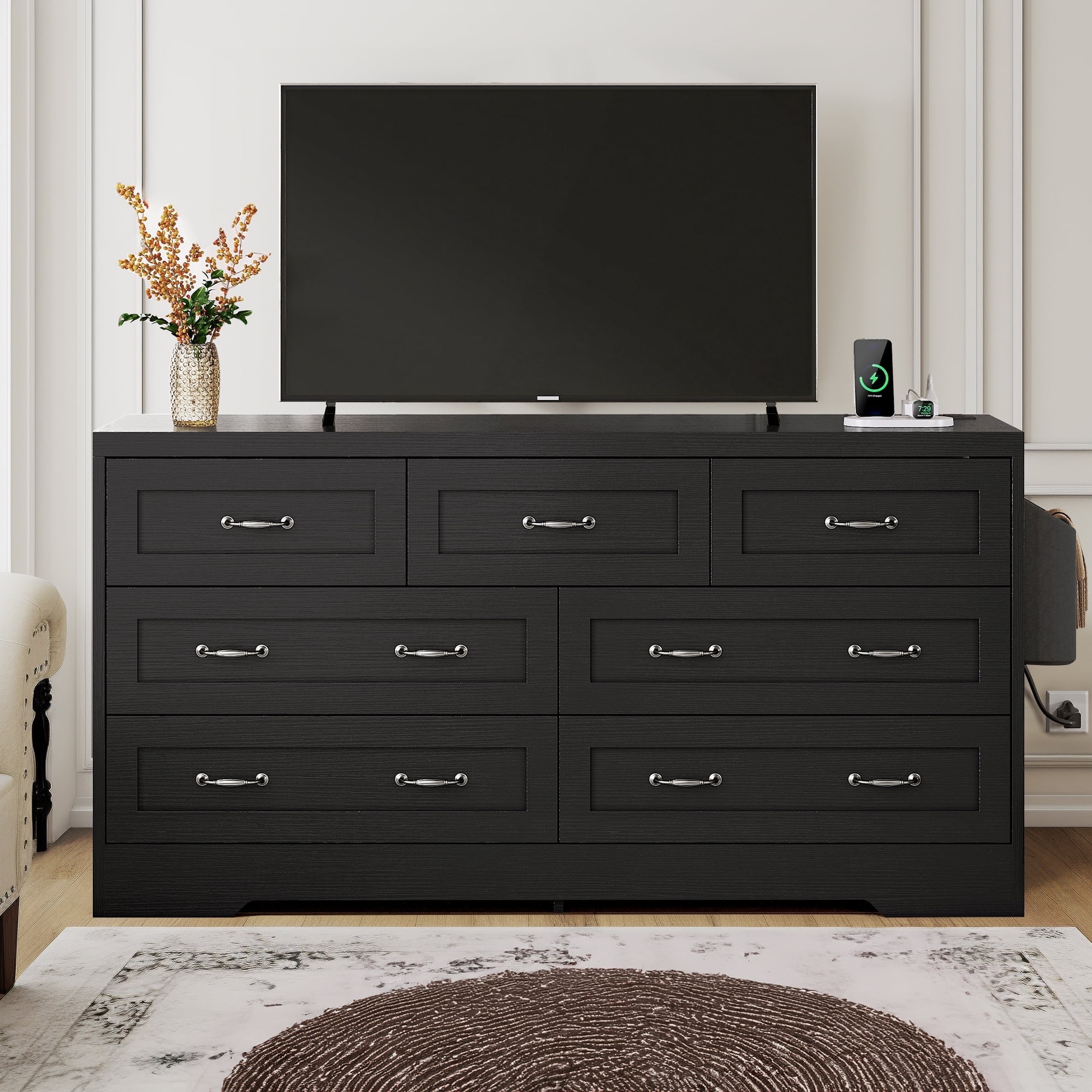 Free Shipping! DWVO 7 Drawer Dresser with Antique Handles & USB