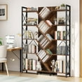 thumbnail image 1 of DWVO 70.8" Tall Bookshelf and Bookcase, Industrial 5 Tier Large Bookshelves, Standing Tree Book Shelves Organizer Wide Display Rack for Living Room,Bedroom, Home Office, Rustic Brown, 1 of 6