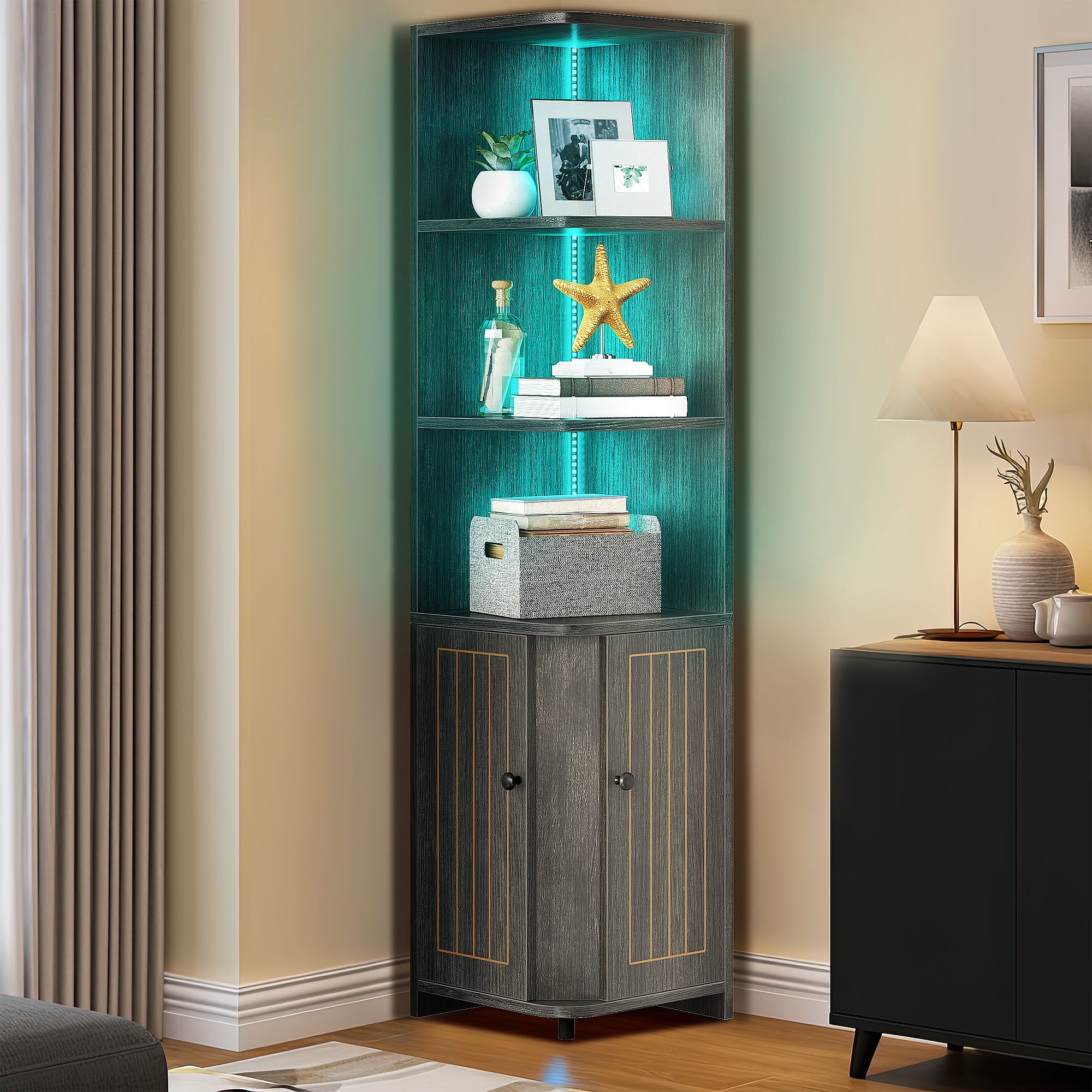 DWVO 71.1“ Corner with LED Lights, Tall Corner Storage