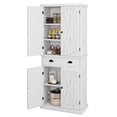 thumbnail image 1 of DWVO 72" Kitchen Pantry Storage Cabinet, Large Drawer Farmhouse Storage Cabinet with 4 Doors, 6-Tier Freestanding Buffet Cupboards for Dining Room Living Room, White, 1 of 12