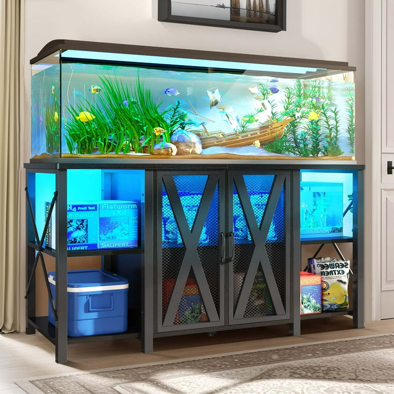 DWVO Aquarium Stand with Power Outlets and Cabinet for Fish Tank
