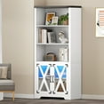 thumbnail image 1 of DWVO Bookcase Shelving Storage Wooden Cabinet Unit Standing Display Shelves with Doors & & Led Light, 5 Shelf Tall Farmhouse Bookshelves, Storage Cabinet Pantry Cabinet for Home, Office,White, 1 of 10