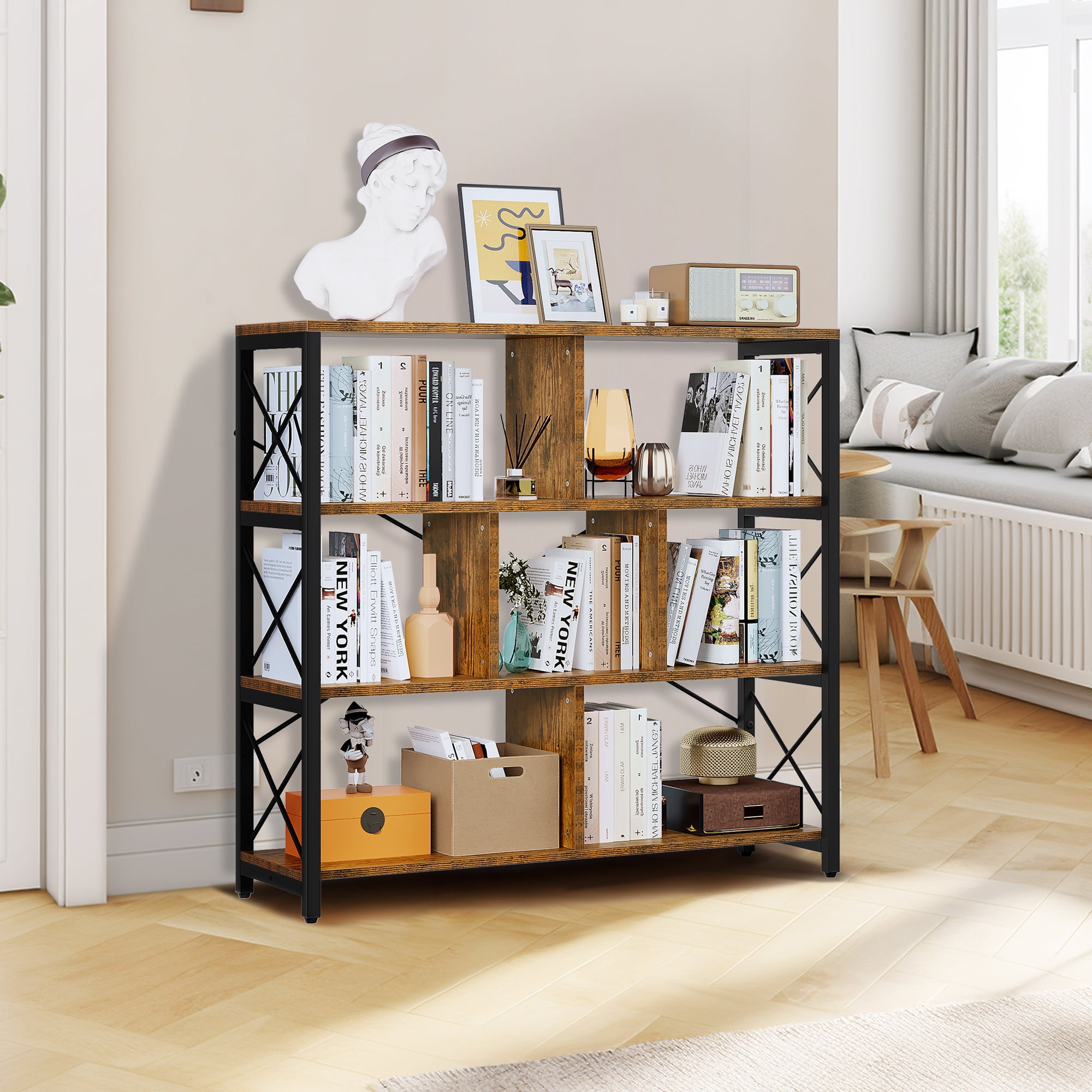 DWVO Bookcases and Bookshelves with 7 Open Storage Shelves, Free
