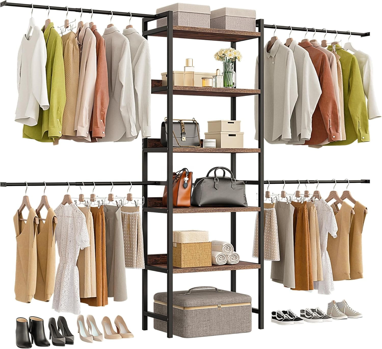 DWVO Closet Organizer System for Bedroom, Adjustable Heavy Duty Garment ...
