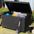 DWVO Deck Box 230 Gallon Wicker Large Outdoor Storage Box, Waterproof