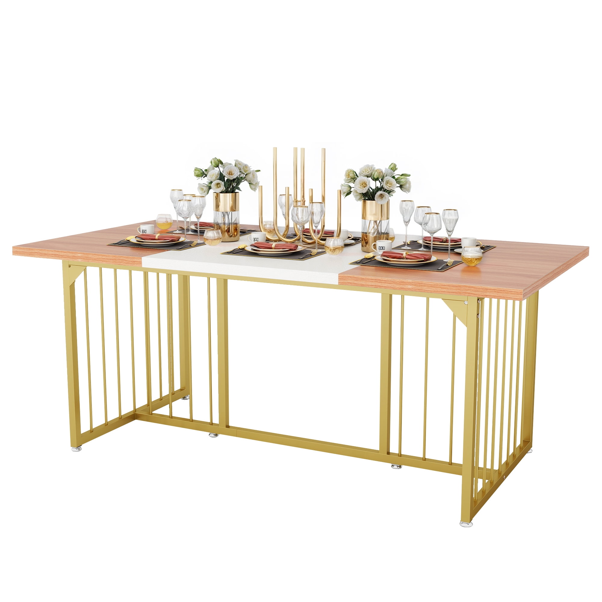 8' Rectangular Table DWVO Dining Table for 8 People, Rectangular 70.8 inch Wood Kitchen ...