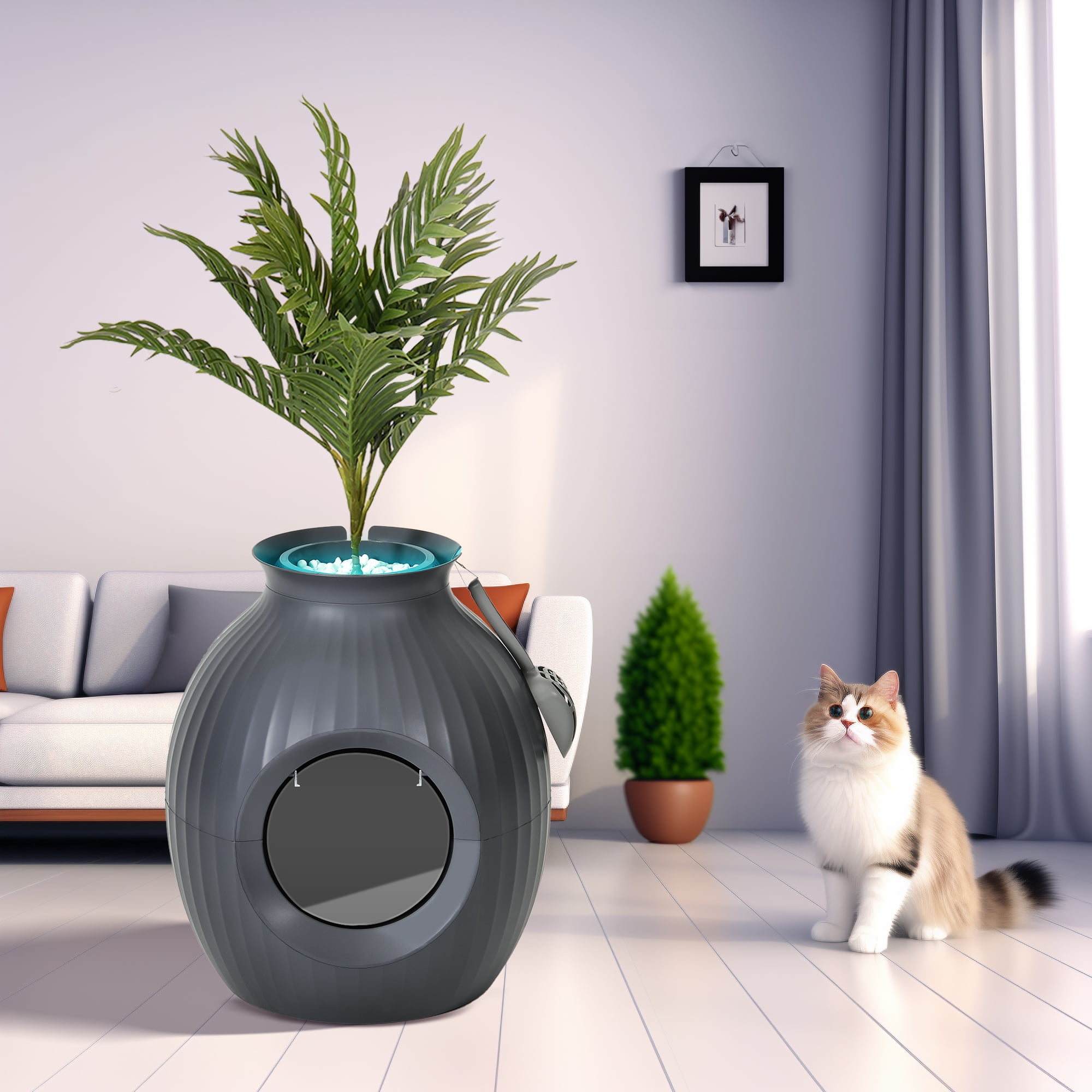 DWVO Hidden Litter Box Enclosed Plant Litter Box with Odor Removal