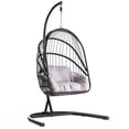 thumbnail image 1 of DWVO Indoor/Outdoor Wicker Swing Egg Chair Hammock Hanging Chair Nest Basket with Stand, UV Resistant Removable & Washable Cushions,350LB Capacity for Bedroom, Balcony, Garden - Black, 1 of 7