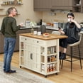 thumbnail image 1 of DWVO Kitchen Storage Cart with Power Outlets, Rolling Kitchen Island with Storage Shelves and Drawers, off-White, 1 of 10