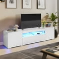 thumbnail image 1 of DWVO LED TV stand for 75 inch TVs High Glossy TV Media Center with 2 Cabinets and 1 Drawer for Living Room, White, 1 of 6