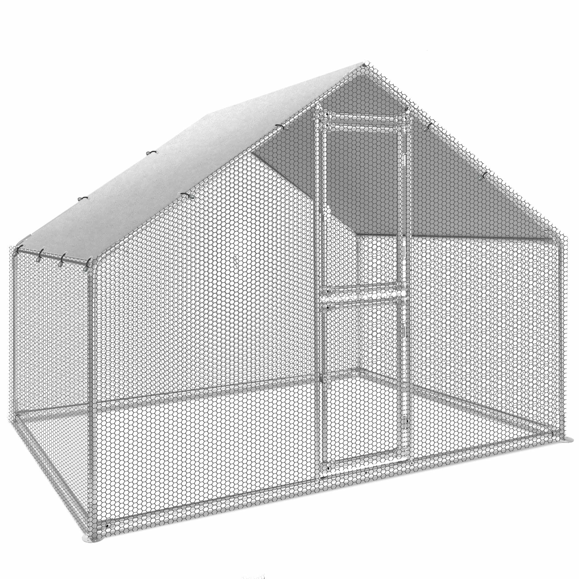 DWVO Large Chicken Coop, Spire Shaped Metal Chicken Pen Cage House With
