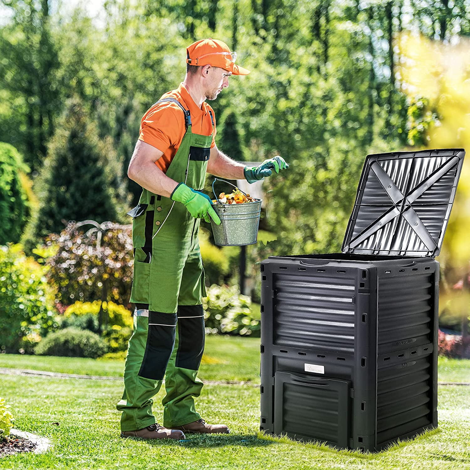 DWVO 80 Gallon Outdoor Compost Bin with Snap-on Lid and Aeration System,  BPA Free - Walmart.com