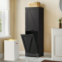 DWVO Laundry Hamper with Adjustable Shelf, 53" Laundry Hamper Cabinet with Storage Basket, Black
