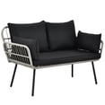thumbnail image 1 of DWVO Loveseat Patio Wicker Sofa Outdoor Rattan Couch Furniture with Cushions & Lumbar Pillows - Outdoor Patio Furniture Set - Black, 1 of 8