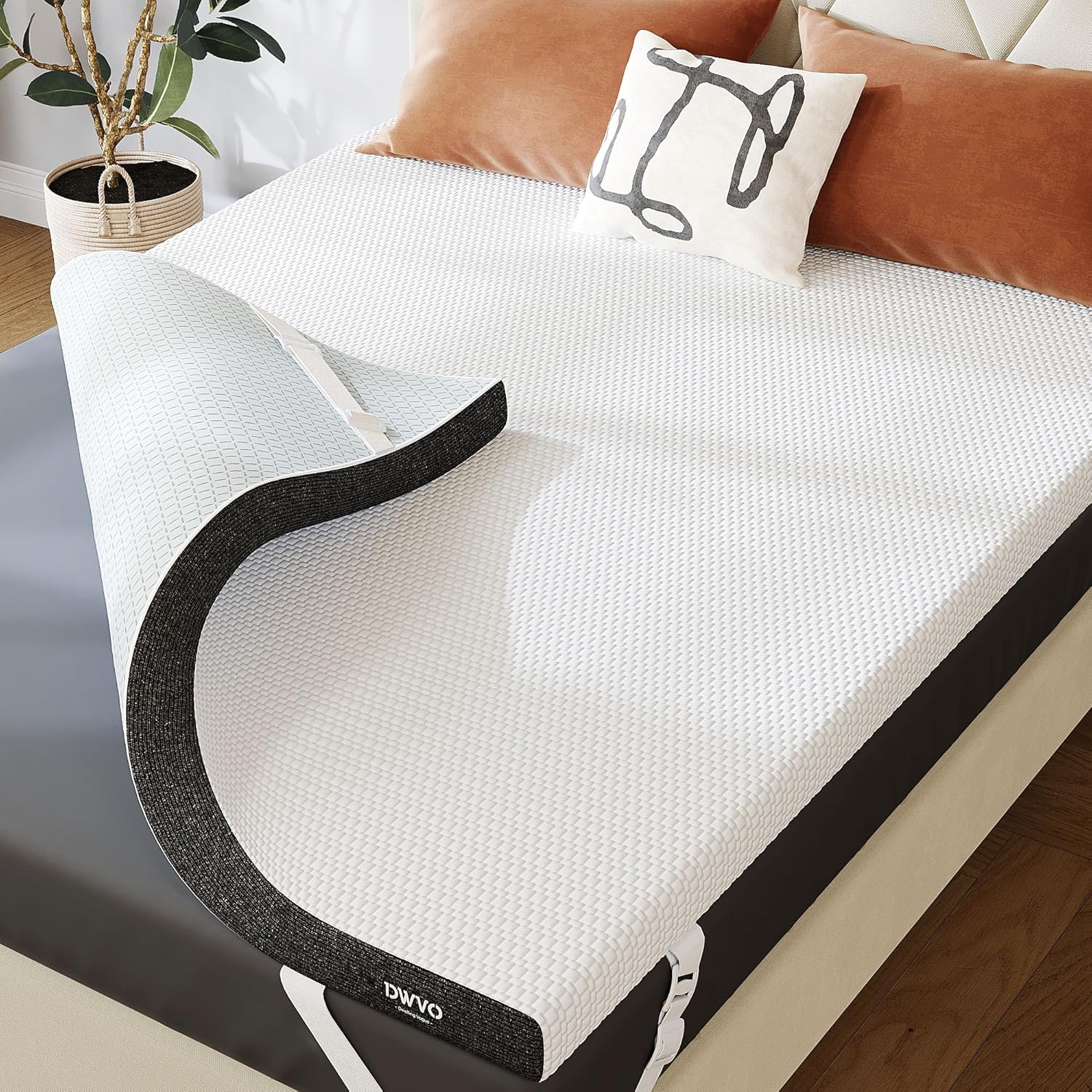 DWVO Mattress Topper Queen, 2 Inch Cooling Gel Memory Foam Mattress
