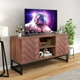 thumbnail image 1 of DWVO Mid-Century Modern TV Stand for TVs up to 55", Wood Entertainment Center Cabinet, Media Console for Living Room, Walnut, 1 of 6