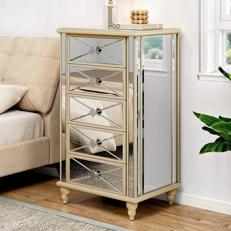 Mirrored chest of 5 drawers discount