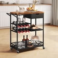 thumbnail image 1 of DWVO Mobile Bar Cart, 3-Tier Kitchen Serving Cart with Wine Rack and Glass Holder, Rolling Kitchen Cart with Drawer for Home, Bar, Kitchen (Style A), 1 of 6