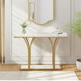 thumbnail image 1 of DWVO Modern Console Table with Gold Base, Faux Marble Entryway Table, Luxury Sofa Accent Table for Living Room, Entrance, Hallway, Contemporary Foyer Table Behind the Couch Table, 1 of 10
