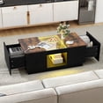 thumbnail image 1 of DWVO Modern LED Coffee Table, Large Living Room Center Tables with 2 Drawers, Rustic Brown, 1 of 8