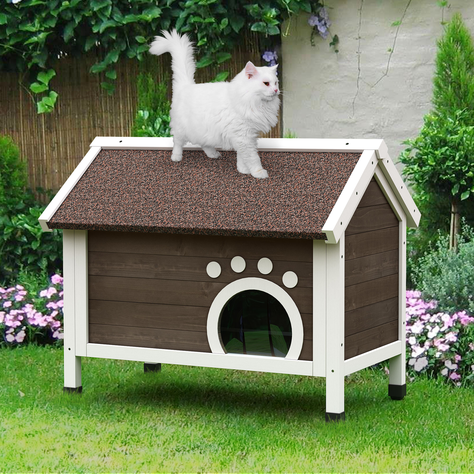 DWVO Outdoor Cat House with AllRound Foam Weatherproof, Indoor Outdoor