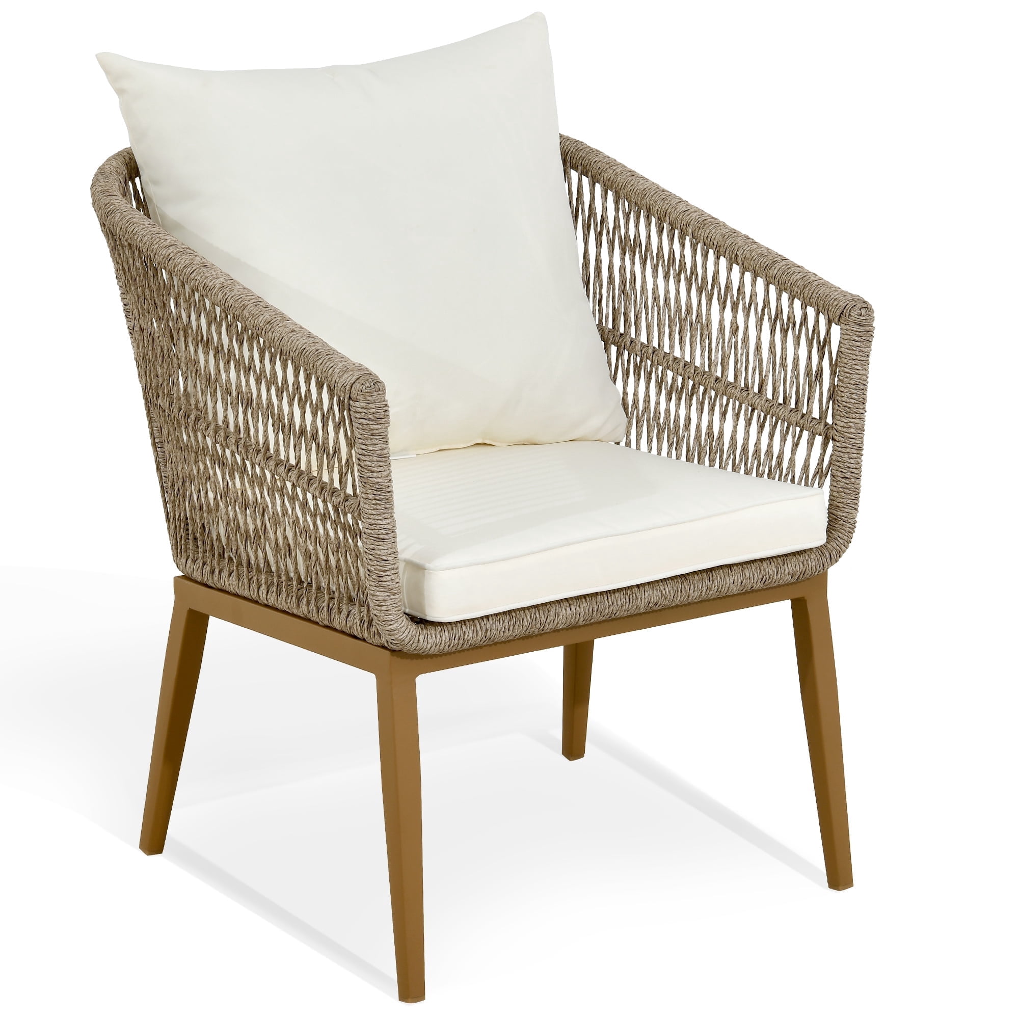 DWVO Outdoor Dining Chair, Rope Woven Design Stackable Chairs for Patio
