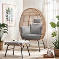 thumbnail image 1 of DWVO Outdoor Egg Chair with Footrest, Patio Wicker Basket Chair with Stand and Cushion Cocoon Chair - Gray, 1 of 14