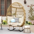 DWVO Rattan Metal Deck Rocking Egg Chair, All-Weather Wicker Patio ...