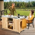 thumbnail image 1 of DWVO Outdoor Table and Storage Cabinet Solid Wood Movable Grill Table with Stainless Steel Top for Outside Patio Kitchen Island or Bar Cart, 1 of 5